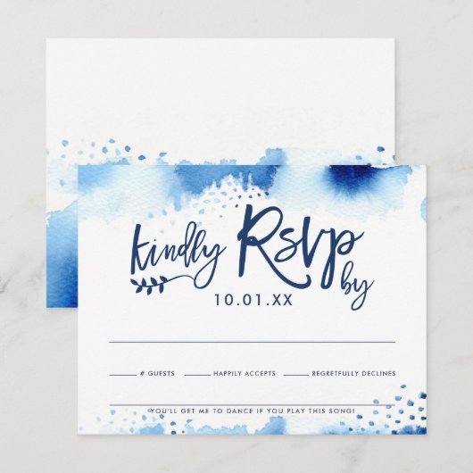 RSVP RESPONSE KAART stijlvolle marineblauwe waterv (Voorkant / Achterkant)
