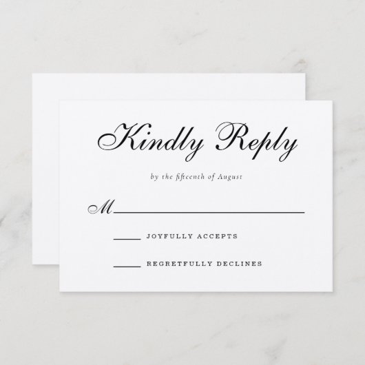 RSVP Response Kaart voor traditionele bruiloft (Voorkant / Achterkant)