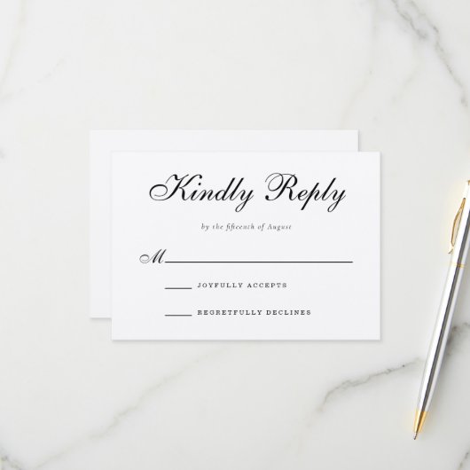 RSVP Response Kaart voor traditionele bruiloft (Voorkant / Achterkant in situ)