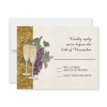 RSVP Response Kaart wijnthema Champagne Modern