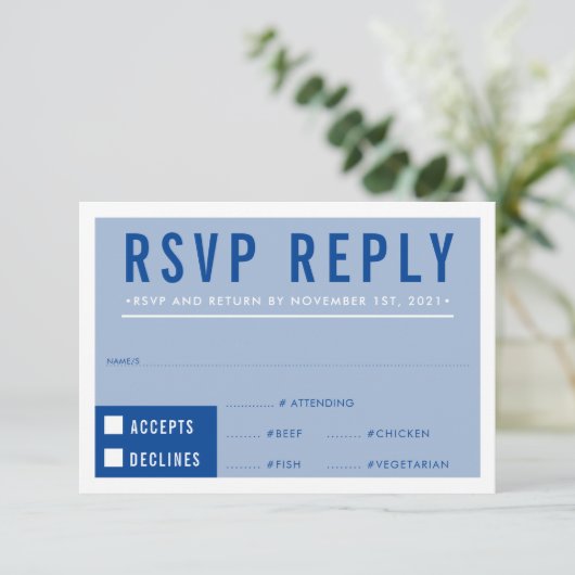 RSVP RESPONSE modern blok koninklijk blauw (Staand voorkant)