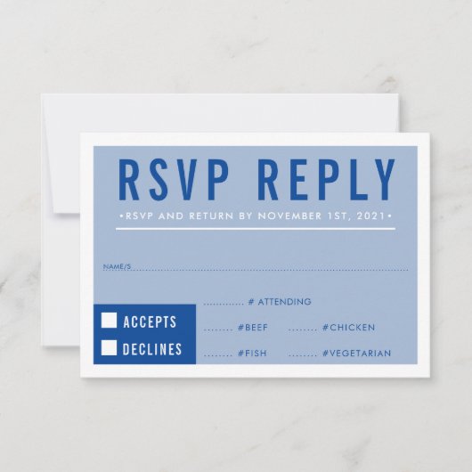 RSVP RESPONSE modern blok koninklijk blauw Kaartje (Voorkant)