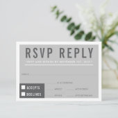 RSVP RESPONSE modern blok minimalistisch grijs Kaartje (Staand voorkant)