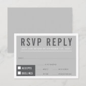 RSVP RESPONSE modern blok minimalistisch grijs Kaartje (Voorkant / Achterkant)