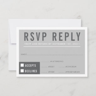 RSVP RESPONSE modern blok minimalistisch grijs Kaartje