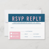 RSVP RESPONSE modern bloktype blauw roze (Voorkant)