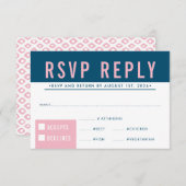 RSVP RESPONSE modern bloktype blauw roze (Voorkant / Achterkant)