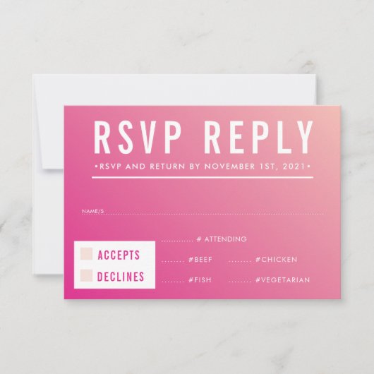 RSVP RESPONSE modern helder roze verloop (Voorkant)