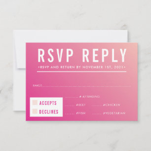 RSVP RESPONSE modern helder roze verloop Kaartje