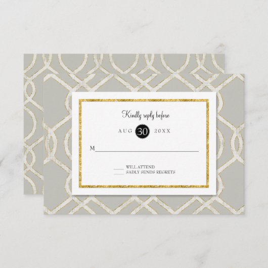 RSVP Response Modern Trellis Lattice Pattern Gold (Voorkant / Achterkant)