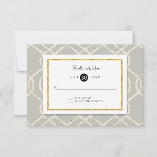 RSVP Response Modern Trellis Lattice Pattern Gold Kaartje (Voorkant)