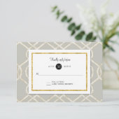 RSVP Response Modern Trellis Lattice Pattern Gold Kaartje (Staand voorkant)