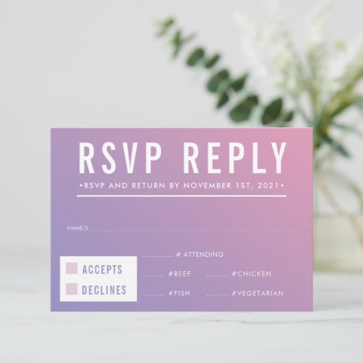 RSVP RESPONSE paarse roze gradiënt (Staand voorkant)