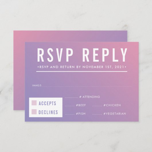 RSVP RESPONSE paarse roze gradiënt (Voorkant / Achterkant)