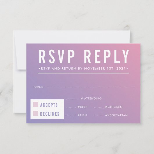 RSVP RESPONSE paarse roze gradiënt Kaartje (Voorkant)