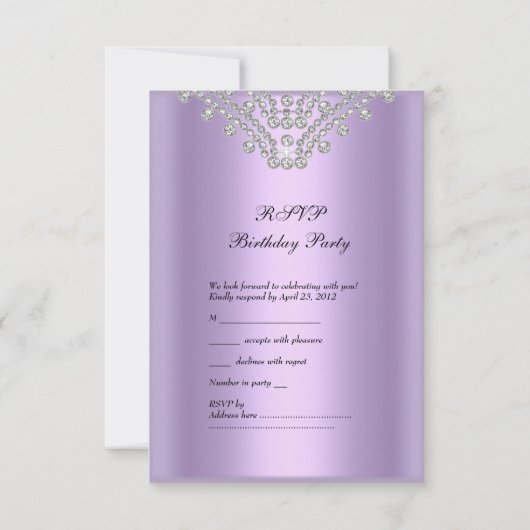 RSVP Response Party Lila Paarse Witte Diamant (Achterkant)