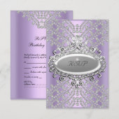 RSVP Response Party Lila Paarse Witte Diamant (Voorkant / Achterkant)
