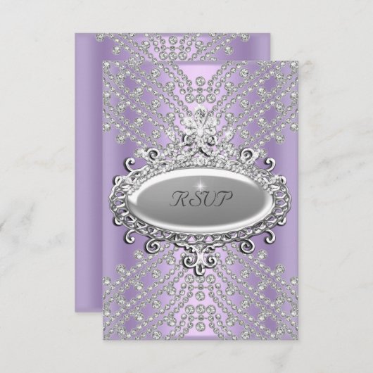 RSVP Response Party Lila Paarse Witte Diamant (Voorkant / Achterkant)