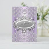 RSVP Response Party Lila Paarse Witte Diamant Kaartje (Staand voorkant)