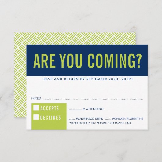 RSVP RESPONSE RESPONSE fun bold block navy blue li (Voorkant / Achterkant)