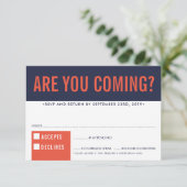 RSVP RESPONSE RESPONSE fun bold block navy rood si Kaartje (Staand voorkant)