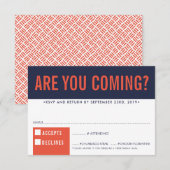 RSVP RESPONSE RESPONSE fun bold block navy rood si Kaartje (Voorkant / Achterkant)