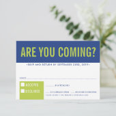 RSVP RESPONSE RESPONSE fun bold block royal blue l Kaartje (Staand voorkant)