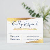RSVP RESPONSE RESPONSE KAART verguld goud marinebl (Staand voorkant)