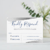 RSVP RESPONSE RESPONSE KAART verguld zilvermarineb (Staand voorkant)