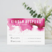RSVP RESPONSE RESPONSE modern waterverf splash roz Kaartje (Staand voorkant)