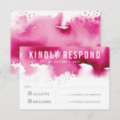 RSVP RESPONSE RESPONSE modern waterverf splash roz Kaartje (Voorkant / Achterkant)