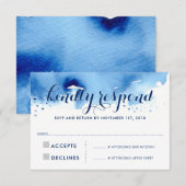 RSVP RESPONSE SMART navy blue waterverf Kaartje (Voorkant / Achterkant)
