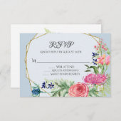 RSVP Response Waterverf Pink Floral Dusty Blue (Voorkant / Achterkant)