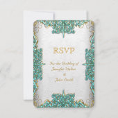 RSVP Response Weddenschap  Wit Blauwgroen Blauw Kaart (Voorkant)