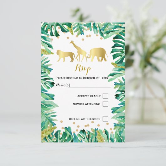 RSVP-responskaart oerwoud botanische dieren Kaart (Staand voorkant)