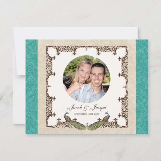 RSVP-responskaarten -  pacock en Etchings RSVP Kaartje (Achterkant)