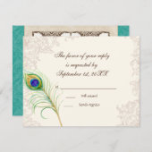 RSVP-responskaarten -  pacock en Etchings RSVP Kaartje (Voorkant / Achterkant)