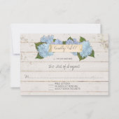 RSVP-responsschip Houden Board Blue Hydrangea RSVP Kaartje (Voorkant)