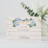 RSVP-responsschip Houden Board Blue Hydrangea RSVP Kaartje (Staand voorkant)