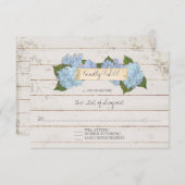 RSVP-responsschip Houden Board Blue Hydrangea RSVP Kaartje (Voorkant / Achterkant)