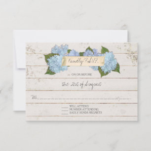 RSVP-responsschip Houden Board Blue Hydrangea RSVP Kaartje