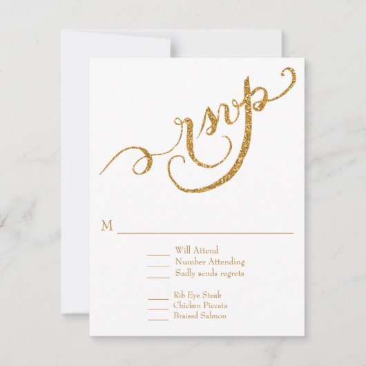 RSVP-responsscript voor altijd in Love Gold Glitte RSVP Kaartje (Voorkant)