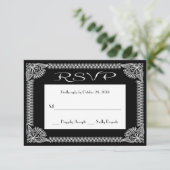 RSVP Retro RSVP Black en White Floral Response (Staand voorkant)