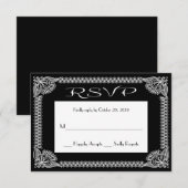 RSVP Retro RSVP Black en White Floral Response (Voorkant / Achterkant)