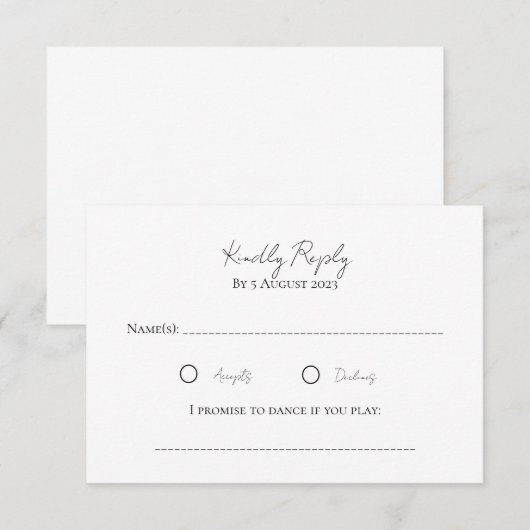 RSVP Return-Kaart Kaart (Voorkant / Achterkant)