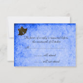  RSVP-ribbon en blauwe bruiloft RSVP Kaartje (Achterkant)