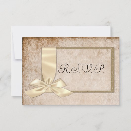  RSVP-ribbon en bruine bruiloft RSVP Kaartje (Voorkant)