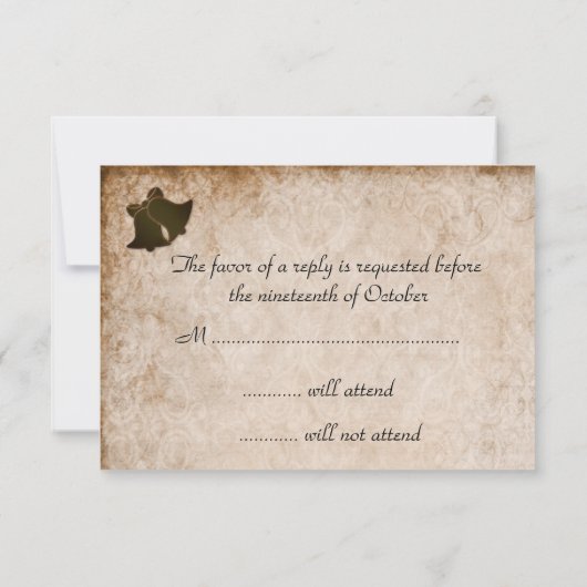 RSVP-ribbon en bruine bruiloft RSVP Kaartje (Achterkant)