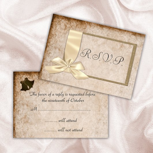 RSVP-ribbon en bruine bruiloft RSVP Kaartje