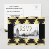 RSVP Roaring Twenties Art Deco Uitnodiging Briefkaart (Voorkant / Achterkant)